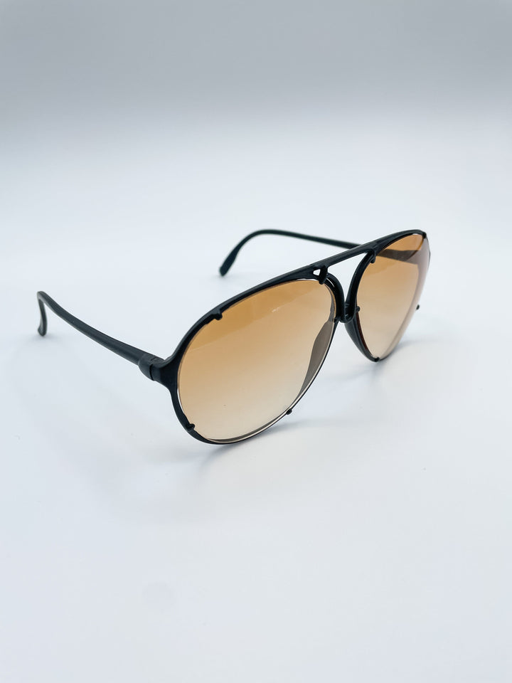 Black Frame Aviator French Vintage Sunglasses