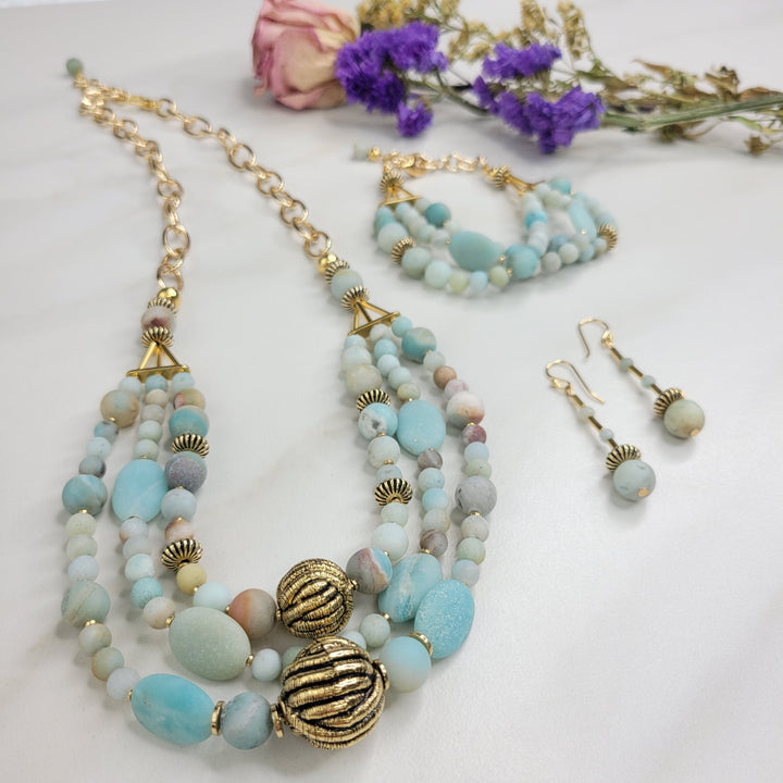 Blue Echo Necklace Handmade with Amazonite Beads