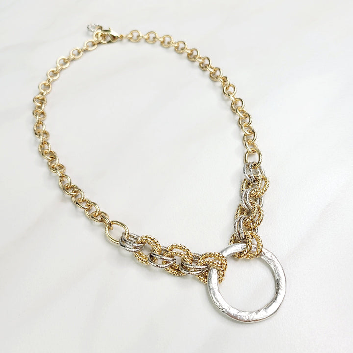 Bodhi Chain Necklace with Silver Plated Connector Ring