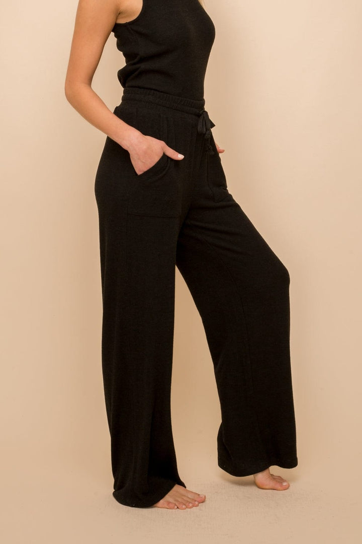 Bonnie Brushed Hacci Wide Leg Pull On Pants