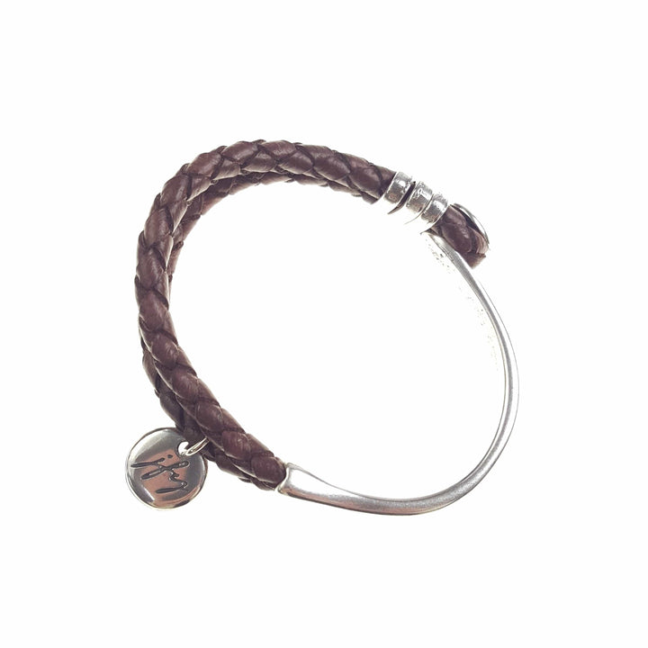 Braided Leather and Silver Bracelet