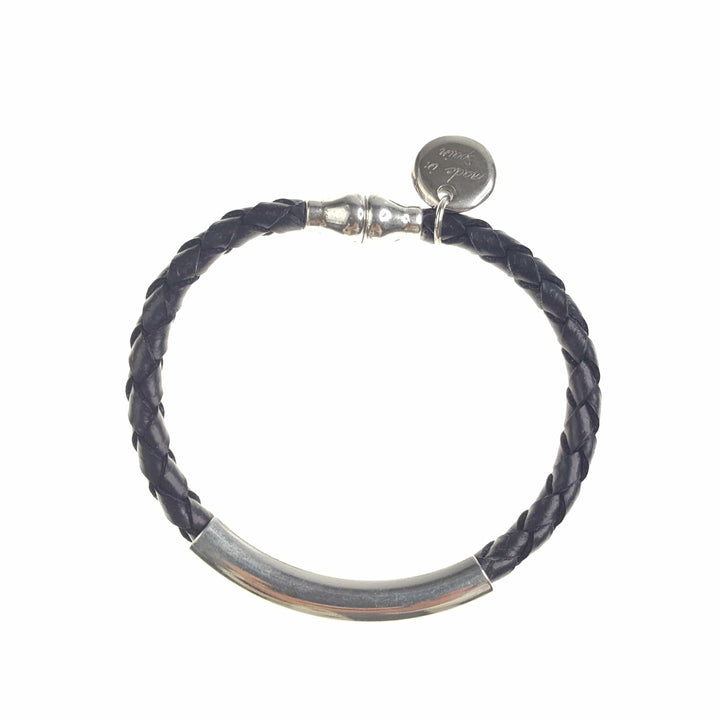 Braided Leather Bracelet with Silver Detail