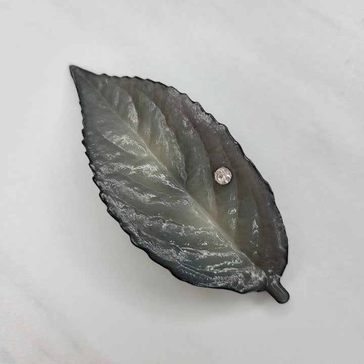 Buch and Deichmann Vintage Leaf with Crystal Brooch Pin