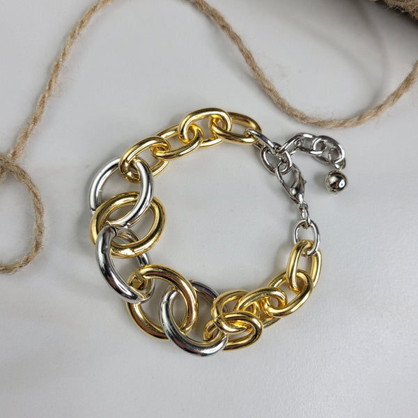 Cadence Bracelet Handmade with Rhodium Chain and Gold Plated Chain