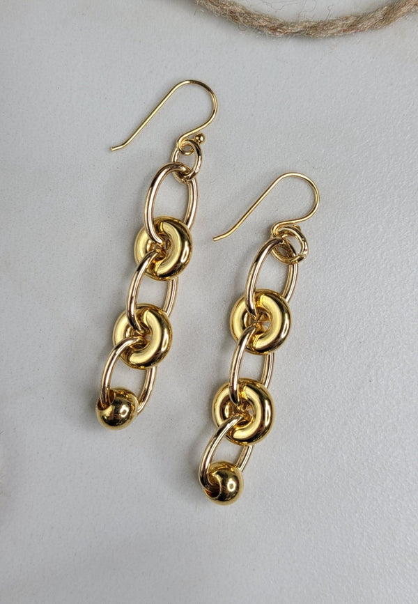 Cadence Earrings Handmade with Gold Plated Links and Vintage Connectors