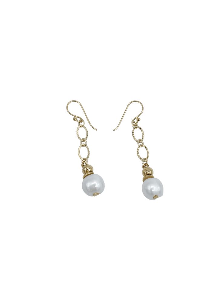 Chain and Pearl Dangle Earring in Silver or Gold Connectors