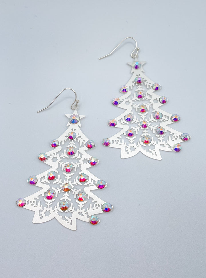 Christmas Tree Earrings with Crystals