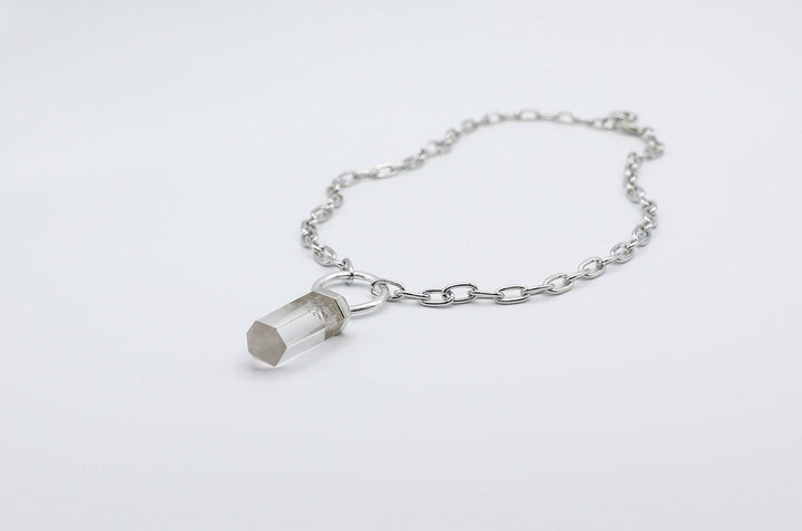 Clear Crystal Pendant on Silver Necklace