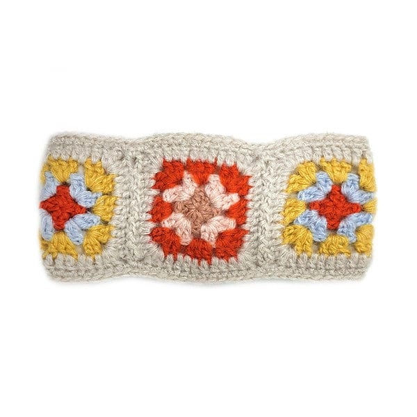 Crochet Granny Square Headband with Warm Inner Lining