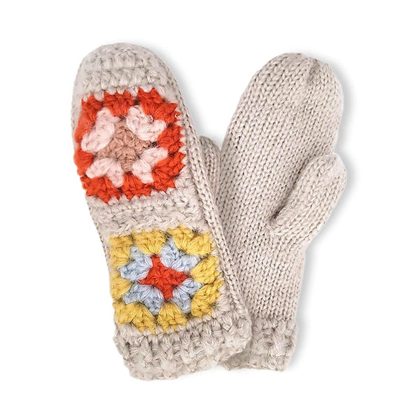Crochet Granny Square Mittens with Warm Inner Lining