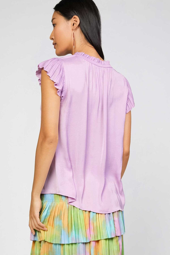 Current  Air Pleated Short Sleeve Blouse