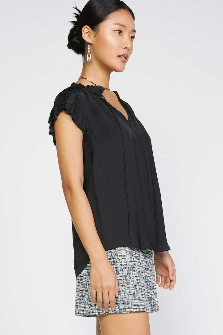 Current  Air Pleated Short Sleeve Blouse