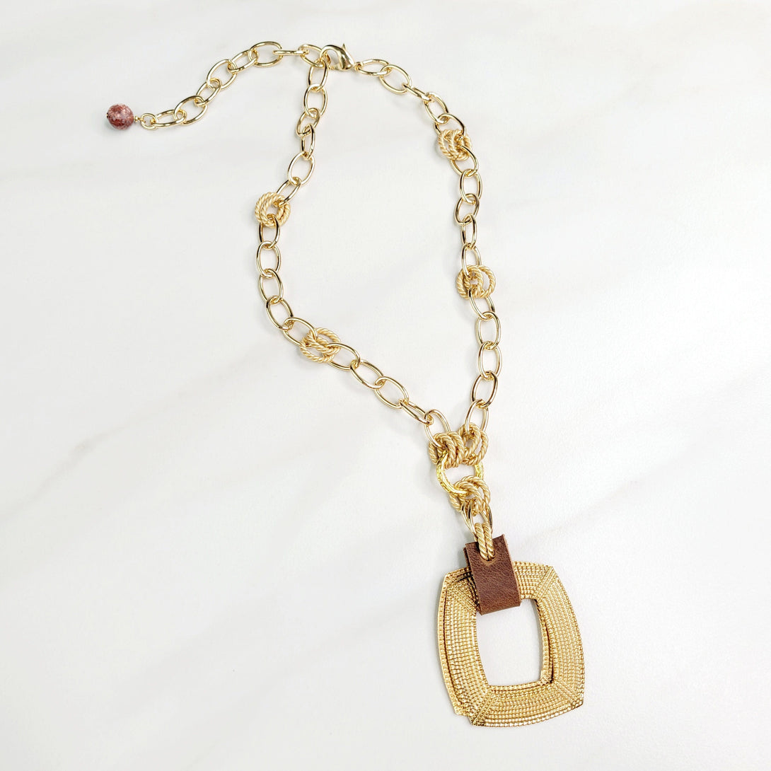 Cymbeline Necklace with Vintage Square Pendant