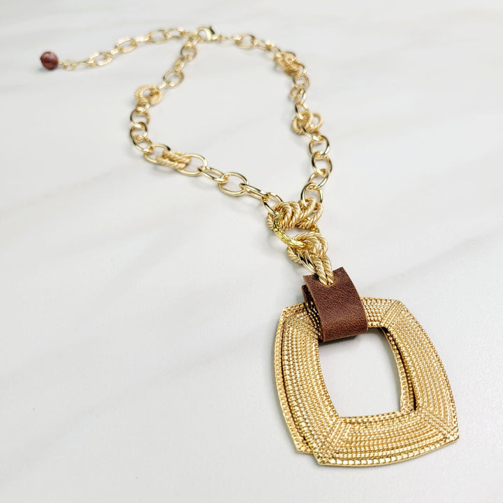 Cymbeline Necklace with Vintage Square Pendant