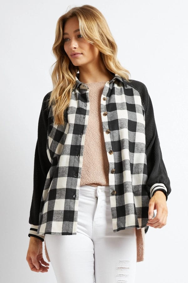 Davi & Dani Plaid Button Down Jacket
