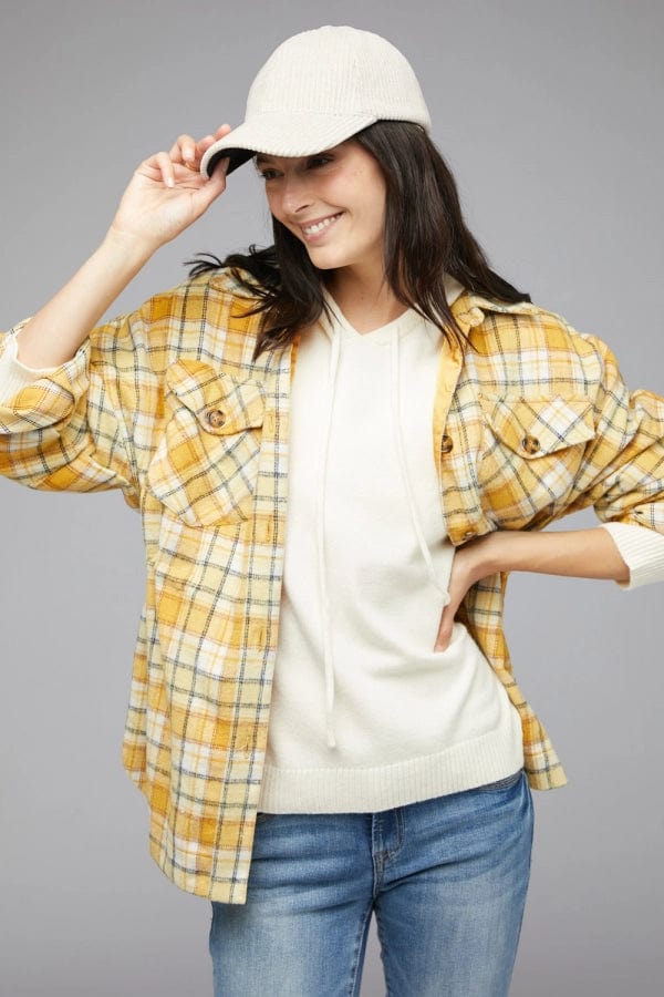 Davi & Dani Plaid Button Down Long Sleeve Jacket