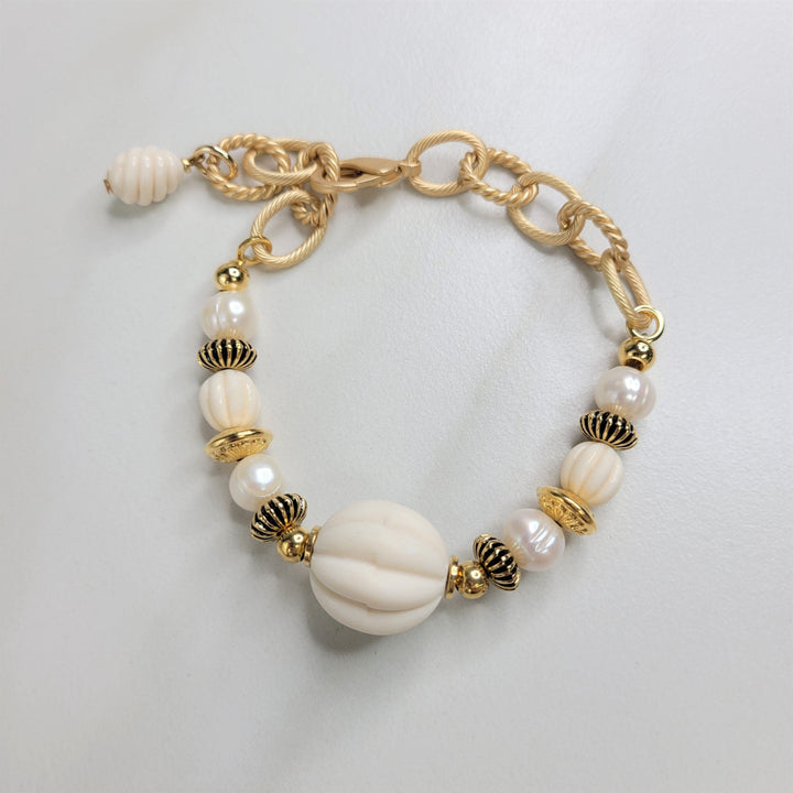Delilah Bracelet with Vintage Beads and Freshwater Pearls