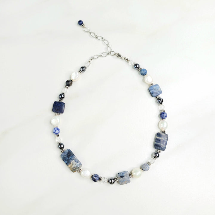 Euphoria Blue Sodalite and Freshwater Pearl Necklace