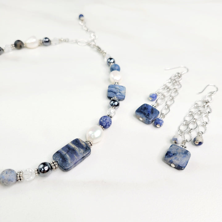 Euphoria Blue Sodalite and Freshwater Pearl Necklace