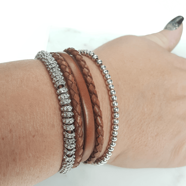 Five Strand Leather and Beaded Bracelet