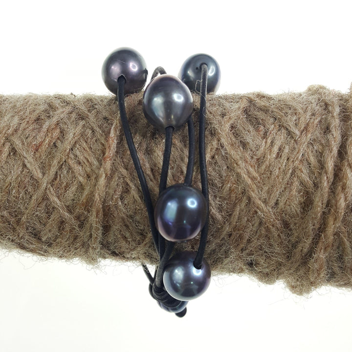 Four Layer Pearl and Leather Bracelet