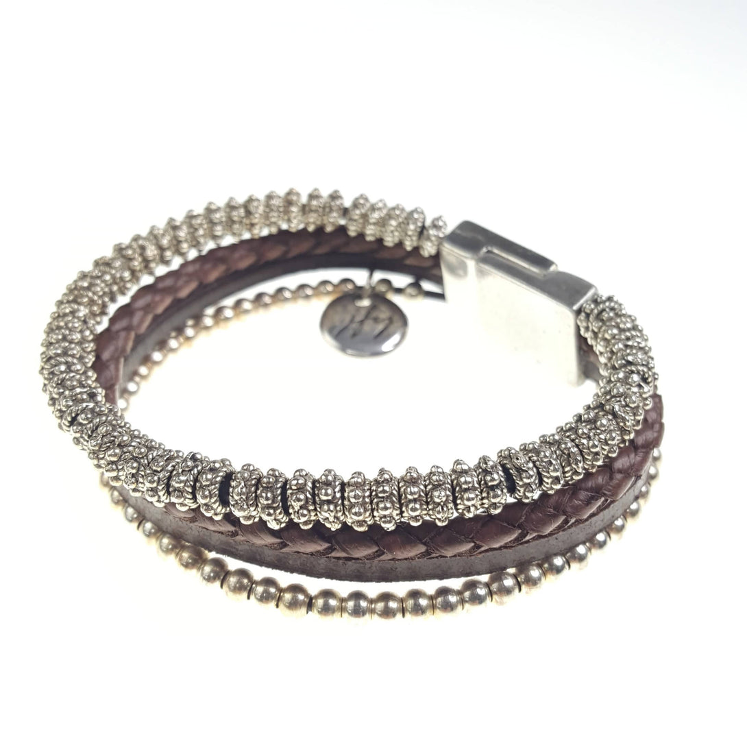 Four Strand Leather and Beaded Bracelet