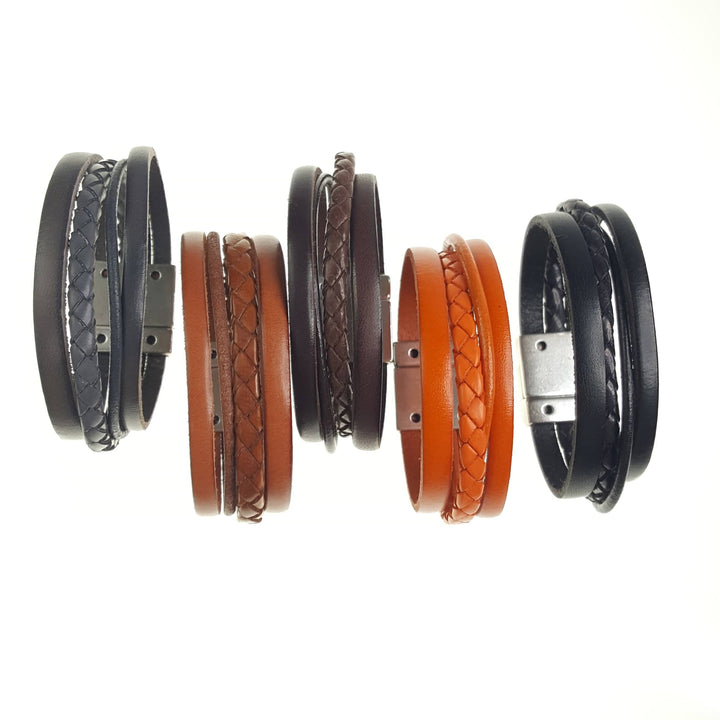 Four Strand Textured Leather Bracelet