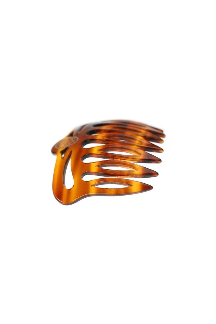 French Inspired Vintage Gold Stamped Tortoise Shell Hair Comb