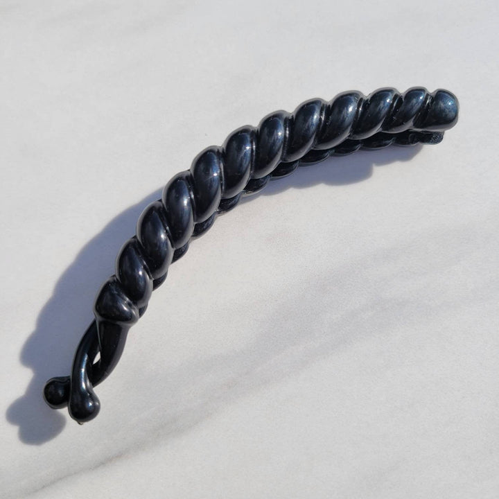 French Vintage Black Curved Banana Clip Ponytail Holder Barrette