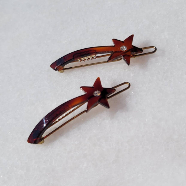 French Vintage Single Crystal Shooting Star Hair Barrettes