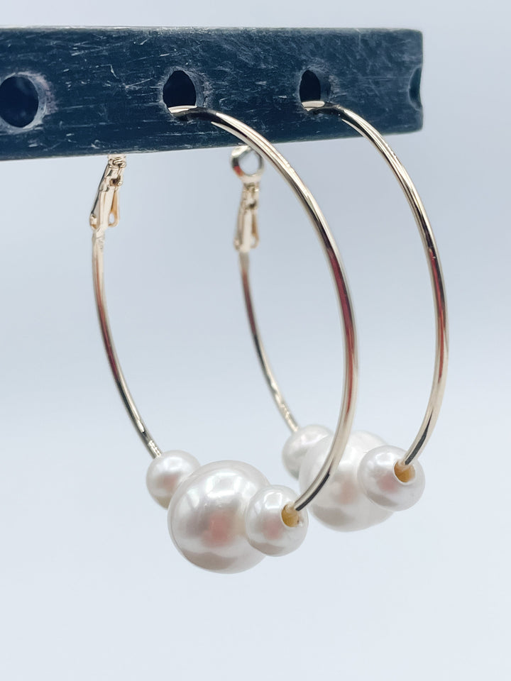 Freshwater Pearl 1.5" Hoop Earrings for Women