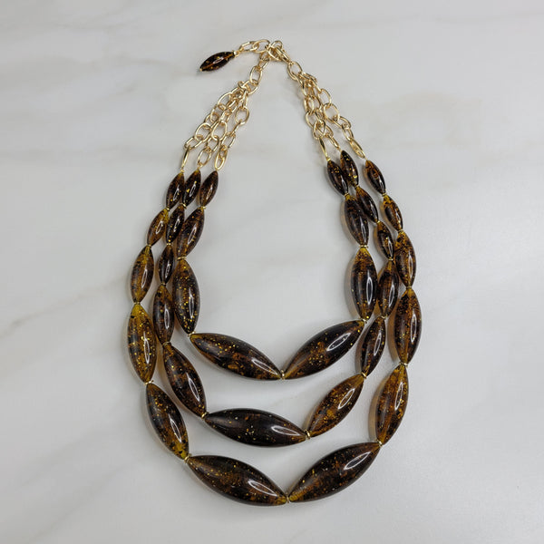 Retro Three Strand Vintage Handmade Necklace, Chunky Statement Fashion Jewelry
