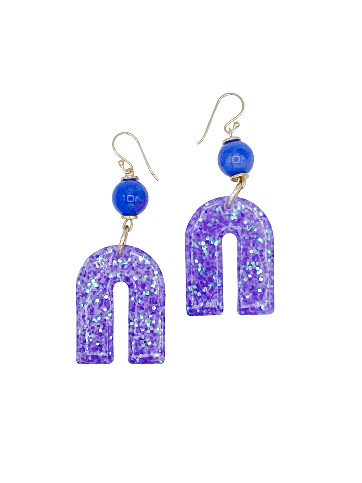 Glittery Statement Resin Earrings Dangle Upside Down U Shape jfybrand