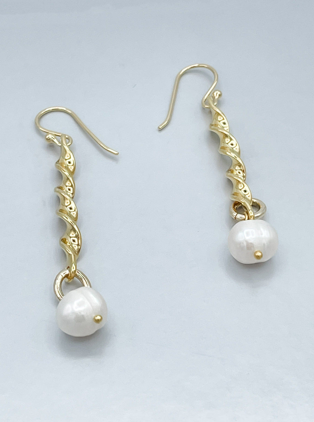 Gold and Single Pearl Earrings