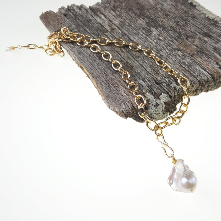 Gold Chain with Removeable Baroque Pearl