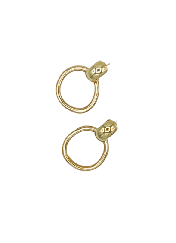 Gold Hoop Earring with Gold Accent