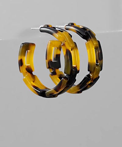 Golden Stella Women's 35mm Acrylic Link Hoop Earrings