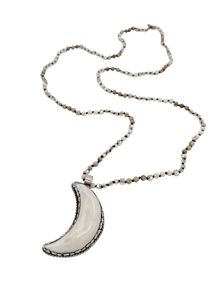 Half Moon Neutral Beaded Necklace