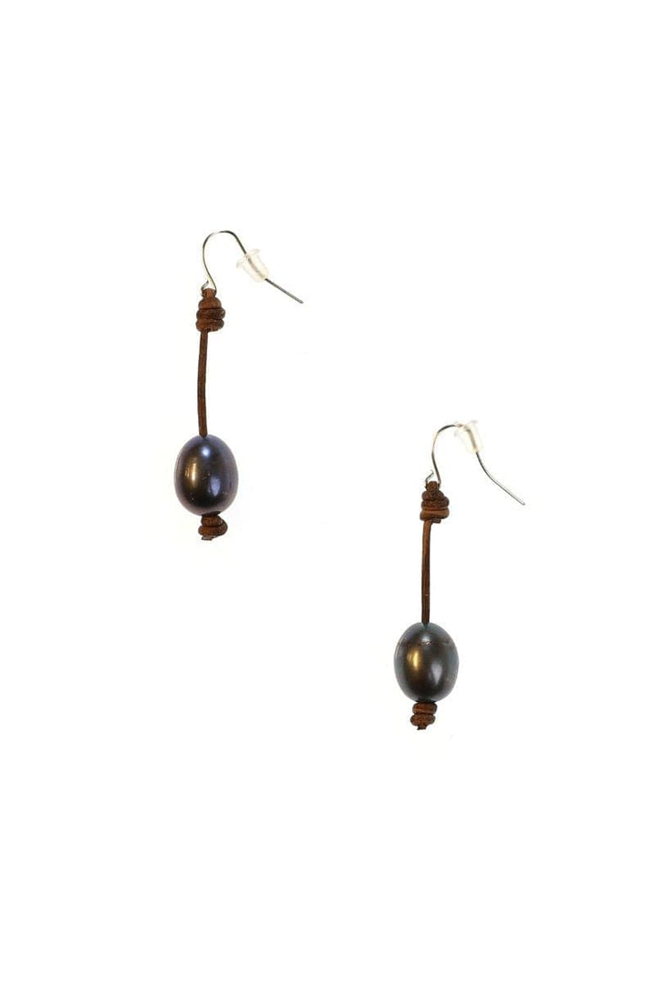 Handmade Black Pearl Long Drop Earrings