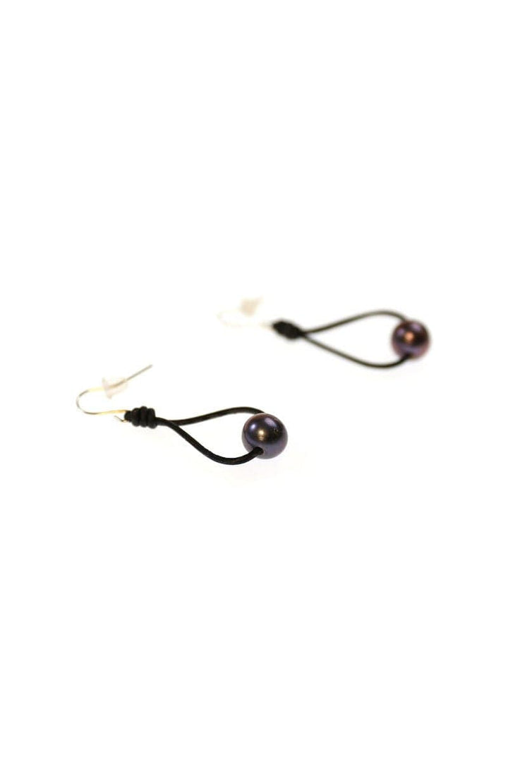 Handmade Black Pearl Loop Earrings