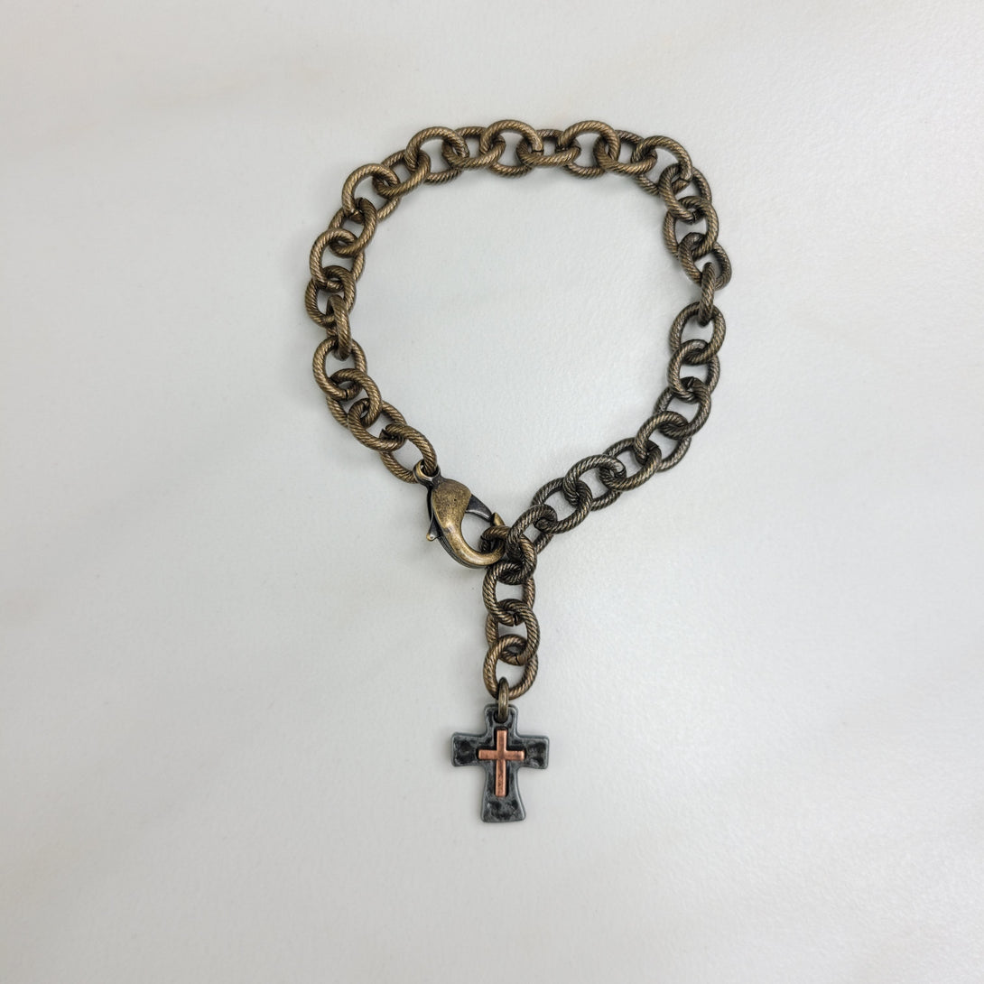 Handmade Chain Bracelet with Cross Charm
