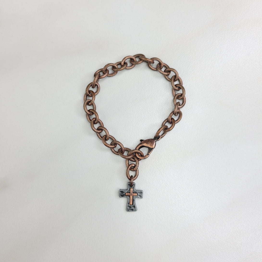 Handmade Chain Bracelet with Cross Charm