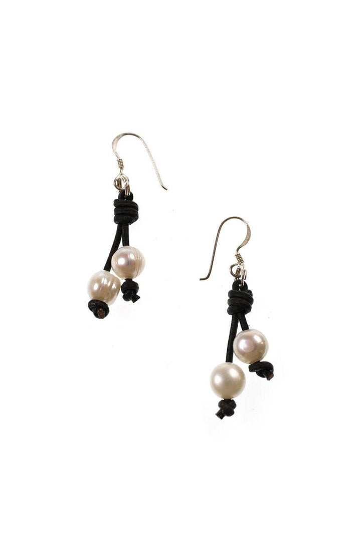 Handmade Double White Pearl Drop Earrings