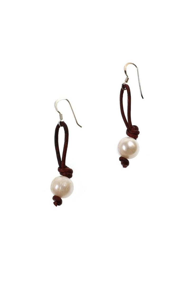 Handmade Knotted White Pearl Earrings