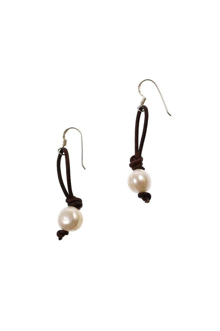 Handmade Knotted White Pearl Earrings