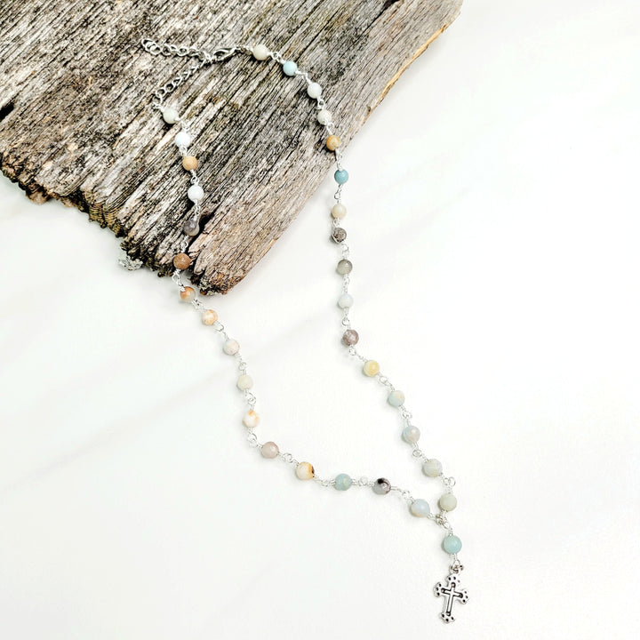 Hope Gemstone Necklace with Cross Charm