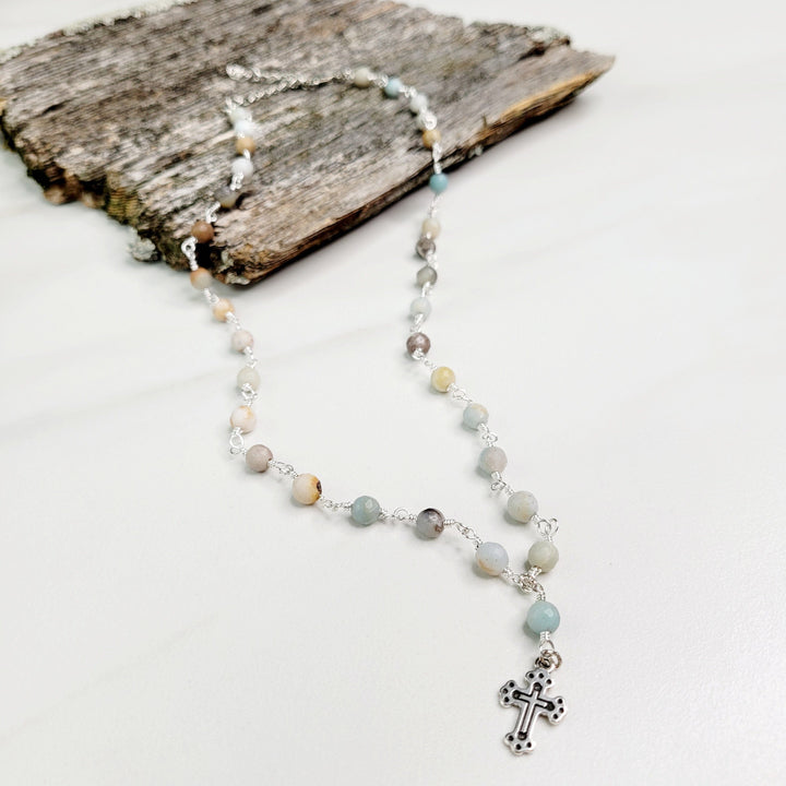 Hope Gemstone Necklace with Cross Charm
