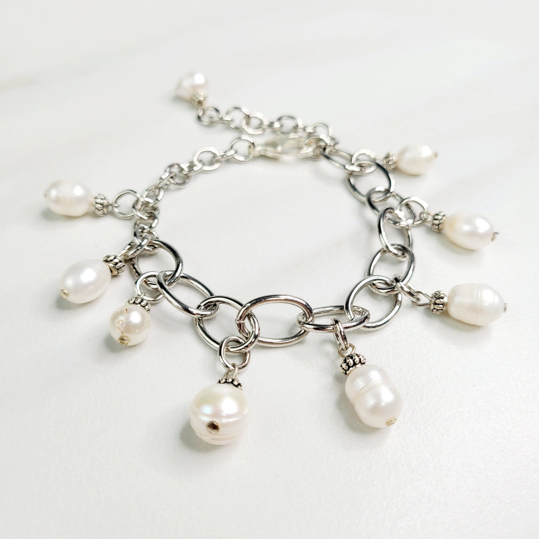 Iclyn Silvery Bracelet with Freshwater Pearls