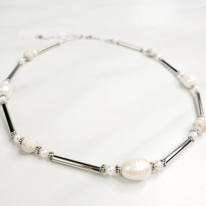 Iclyn Silvery Necklace with Vintage and Natural Elements