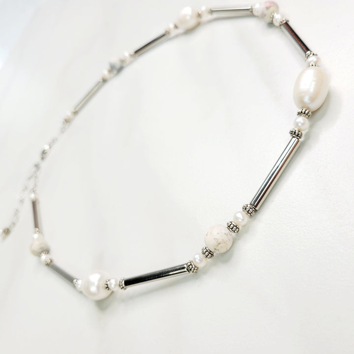 Iclyn Silvery Necklace with Vintage and Natural Elements
